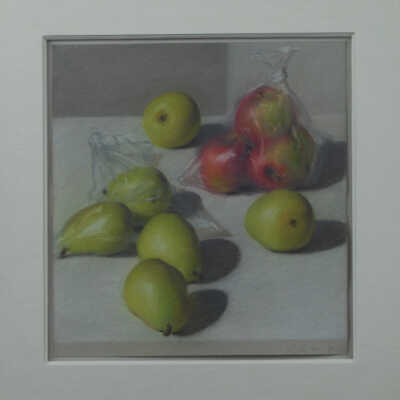 Untitled (Pears and apples in plastic bags)