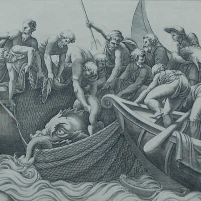 Fisherman Catching a Sea Monster