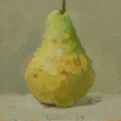 Single Pear - Gray Background