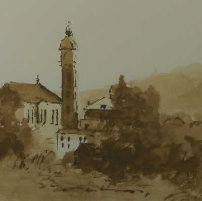 Untitled (Tower and village)