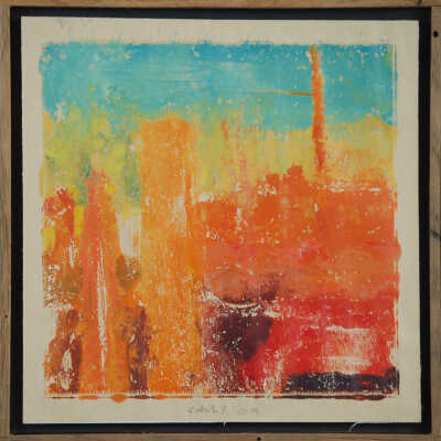 Untitled (Orange and turquoise abstract)