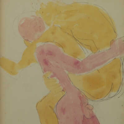 Title Unknown - Pink & Yellow Figures