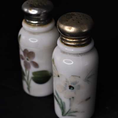 Floral Glass Salt and Pepper Shakers