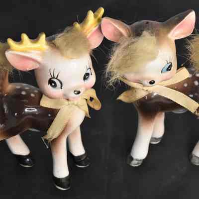 Vintage Ceramic "Little Bambi" Deer Salt and Pepper Shakers Made by Commodore in Japan