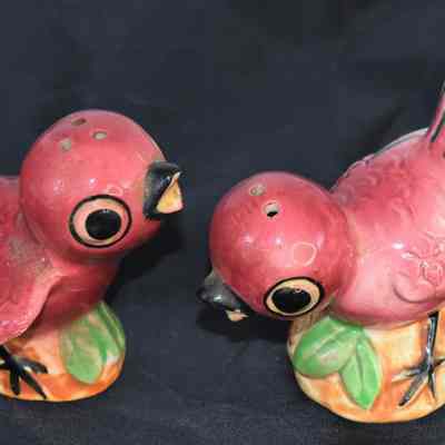 Vintage Ceramic Red Birds Salt and Pepper Shakers