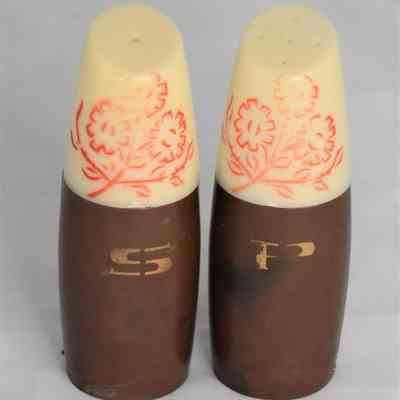 Vintage Modernist Plastic Floral Salt and Pepper Shakers