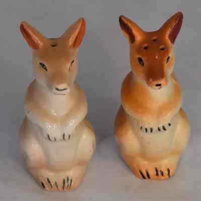 Vintage 1950's Kangaroos Figural Salt and Pepper Shakers Made in Japan