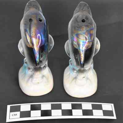 Back and size comparison of dolphin shakers.