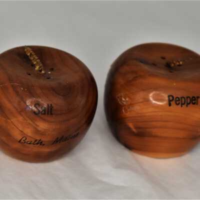 Wooden Apple Salt and Pepper Shakers