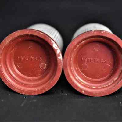 Marked "Made in U.S.A." on the bottom of each shaker.