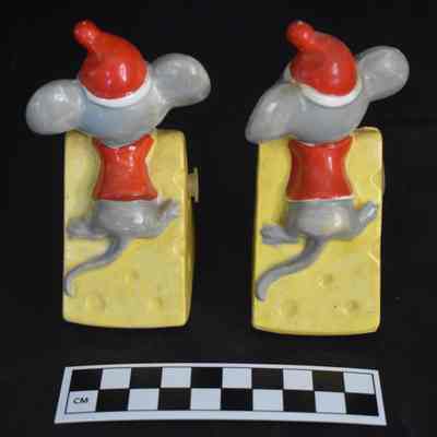 Back and size comparison of the Nanco mice with cheese salt and pepper shakers.