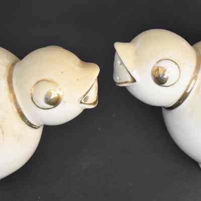 Vintage Ceramic White & Gold Birds Salt and Pepper Shakers