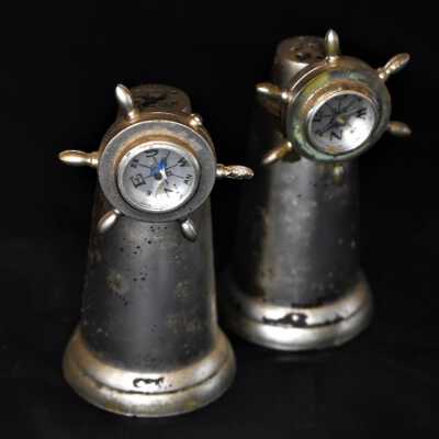 Ship's Wheel Compass Salt and Pepper Shakers