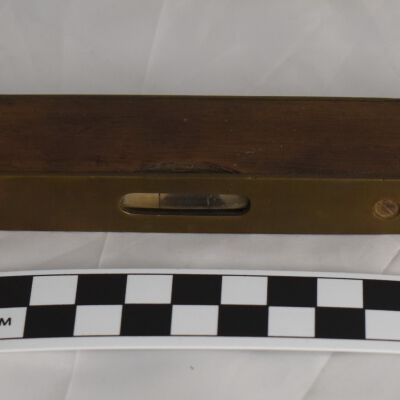 Size comparison for Mayes Bros. wood & brass level.