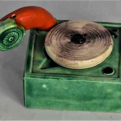 Vintage Ceramic Record Player Salt and Pepper Shakers 3 Piece Set Made in Japan