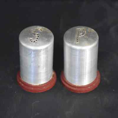 Vintage aluminum salt and pepper shakers. Made in U.S.A.