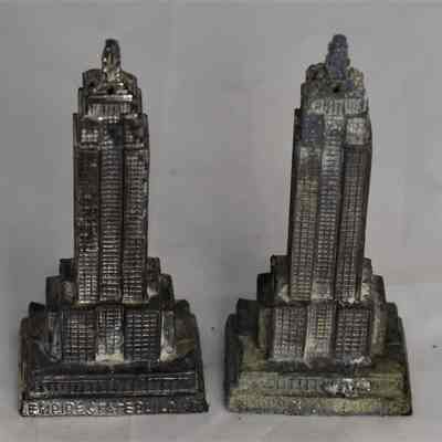 Vintage Metal Empire State Building Salt and Pepper Shakers