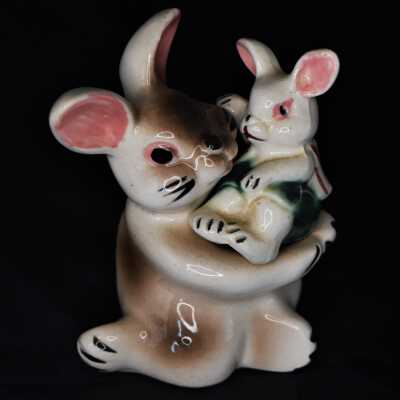 Mother and Baby Bunny Salt and Pepper Shakers
