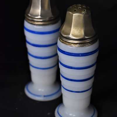 Glass Striped Salt and Pepper Shakers