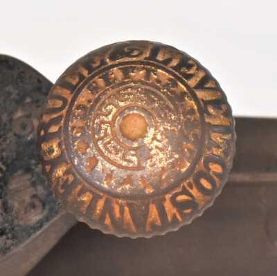 Top View of Knob with Manufacturing Label: Stanley. Rule & Level. Co, Patented. 25. 1872