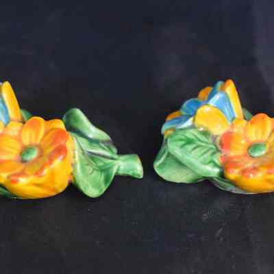 Vintage ceramic floral salt and pepper shakers. Made in Japan.