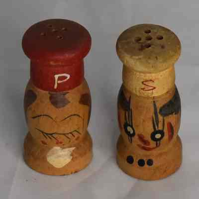 Vintage Wooden Chefs Salt and Pepper Shakers