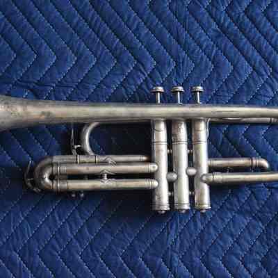Antique Frank Holton & Co. Brass Trumpet. Made in Chicago, Illinois.