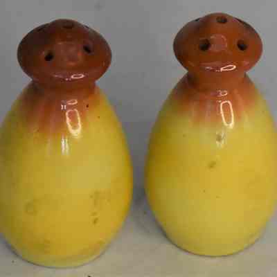 Vintage Ceramic Yellow and Orange Salt & Pepper Shakers Made in Japan