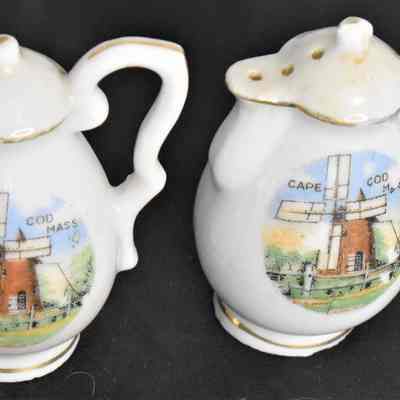 Vintage Porcelain Cape Cod Souvenir Teapots Salt and Pepper Shakers