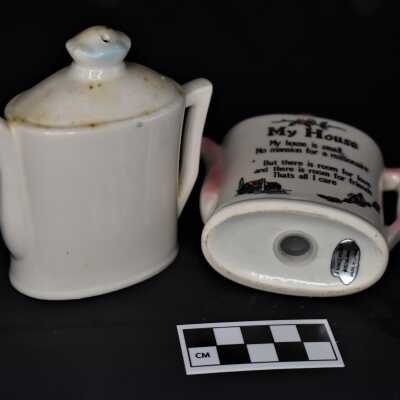 Blank back of shakers and base with stopper and manufacturer sticker
