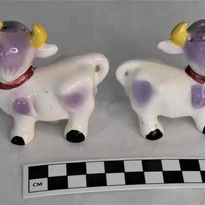 Back and size comparison of purple cow shakers.