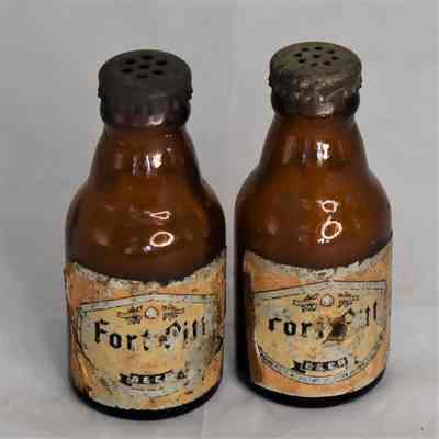 Vintage Fort Pitt Beer Bottles Muth Buffalo Salt and Pepper Shakers