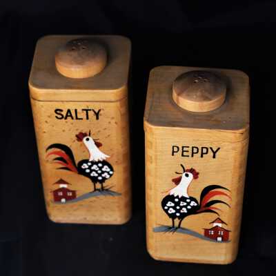 Wood Box Salt and Pepper Shakers