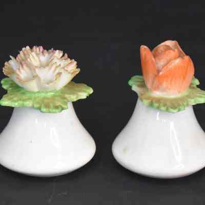 Vintage ceramic flower salt and pepper shakers.