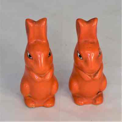 Vintage Orange Rabbits Salt and Pepper Shakers Made in Japan