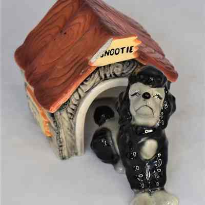 Vintage Ceramic "Snootie" Dog & Doghouse Salt and Pepper Shakers