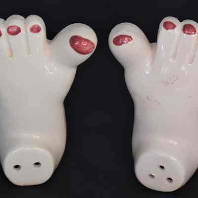 Vintage Ceramic Feet Salt and Pepper Shakers