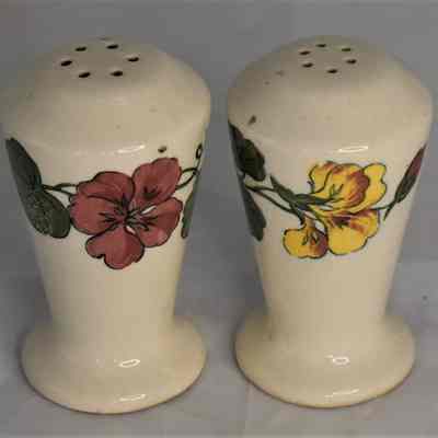 Vintage Ceramic Red & Yellow Floral Salt and Pepper Shakers