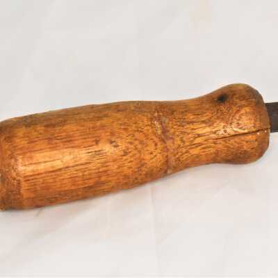 Wooden Handle: Showing handle with small chip at the top.