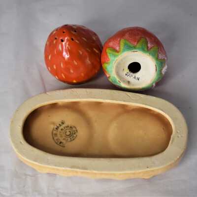 Dish- 2022.1.92a, Shaker with cork- 2022.1.92b, and Shaker no cork- 2022.1.92c