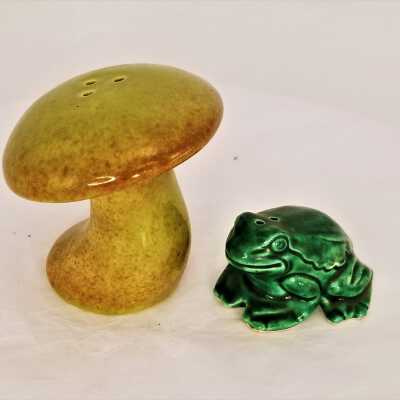 Mushroom and Frog Salt and Pepper Shakers