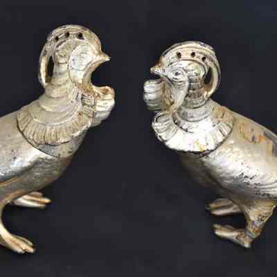 Vintage Weidlich Bros. W.B. Mfg. Co. Silver Plated Pheasant Salt and Pepper Shakers