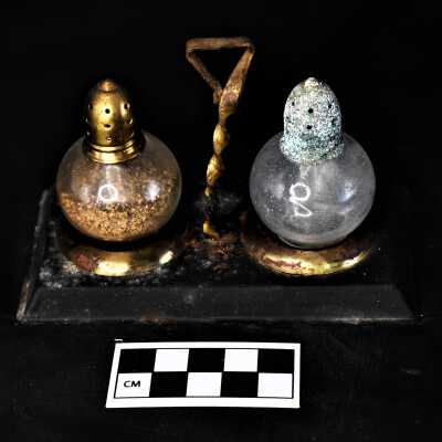Metal and Glass Salt and Pepper Set