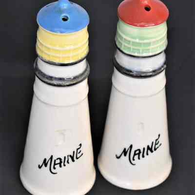 Vintage Denco Ceramic Maine Lighthouses Salt and Pepper Shakers Made in Japan