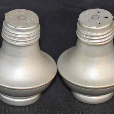 Vintage Modernist Aluminum Salt and Pepper Shakers