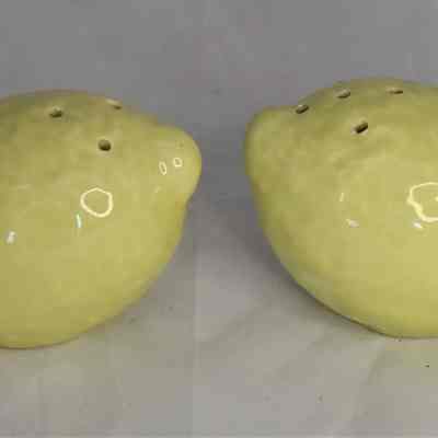Vintage Ceramic Figural Lemon Salt and Pepper Shakers