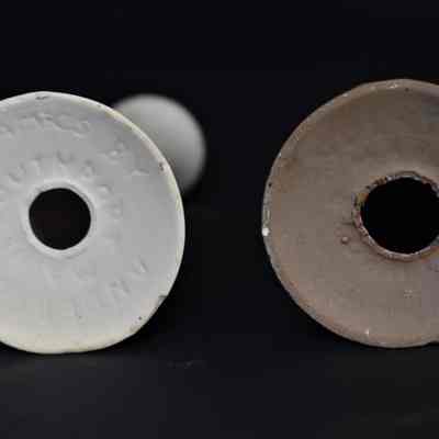 Marked "Ceramics by Anderson. Southport, Maine" on the bottom of each shaker.