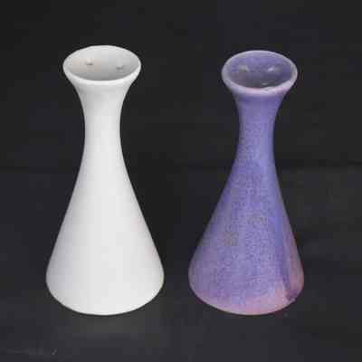 Vintage Andersen Design ceramic white and purple salt and pepper shakers. Made in Southport, Maine.