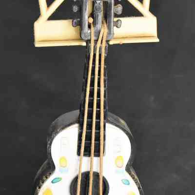 Vintage Plastic Guitar Salt and Pepper Shakers with Music Stand Holder