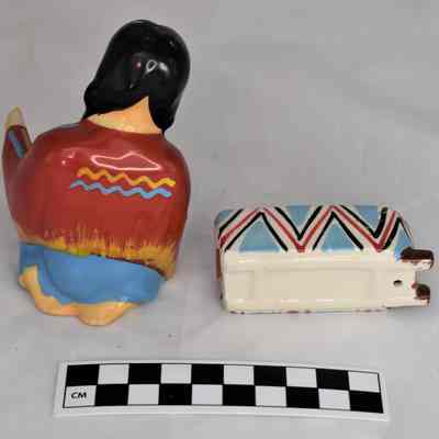 Back and size comparison of NA mother and child salt and pepper shakers.